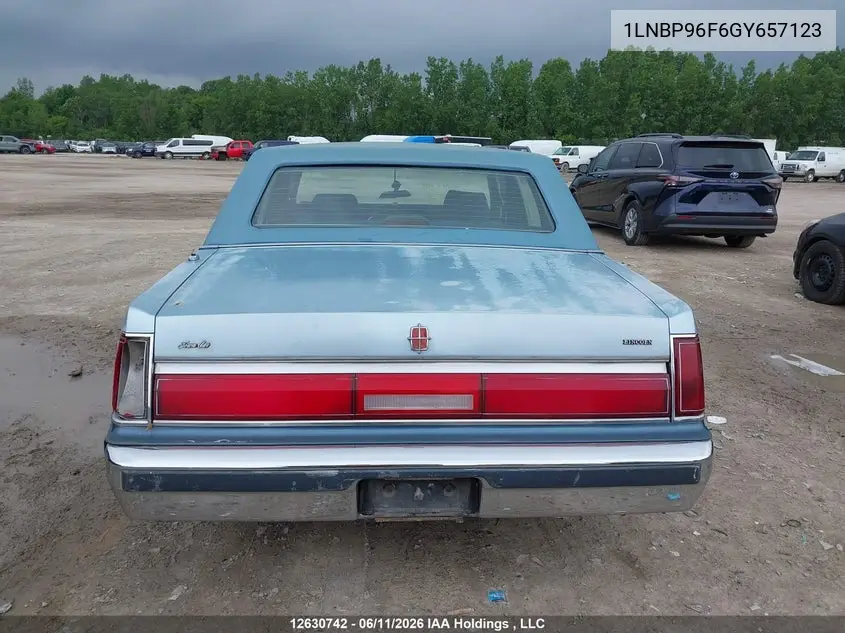 1986 Lincoln Town Car VIN: 1LNBP96F6GY657123 Lot: 12630742