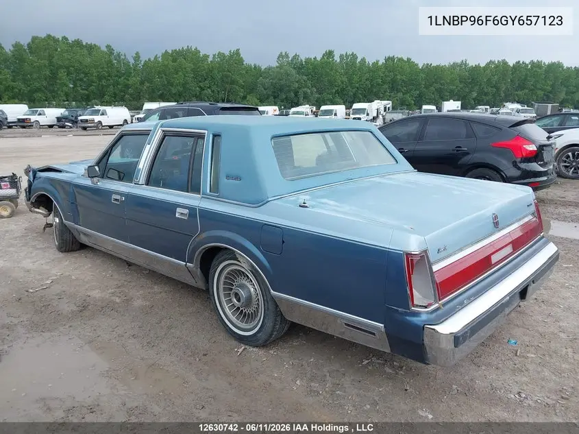 1986 Lincoln Town Car VIN: 1LNBP96F6GY657123 Lot: 12630742