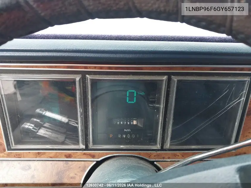 1986 Lincoln Town Car VIN: 1LNBP96F6GY657123 Lot: 12630742