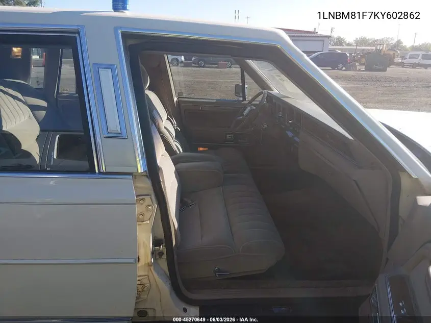 1989 Lincoln Town Car VIN: 1LNBM81F7KY602862 Lot: 45270649