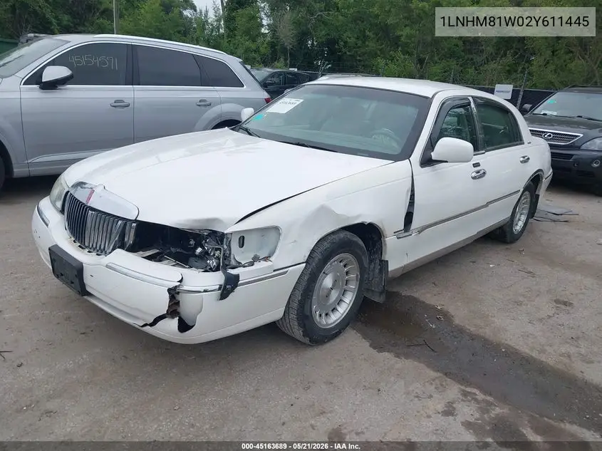 2002 Lincoln Town Car Executive VIN: 1LNHM81W02Y611445 Lot: 45163689
