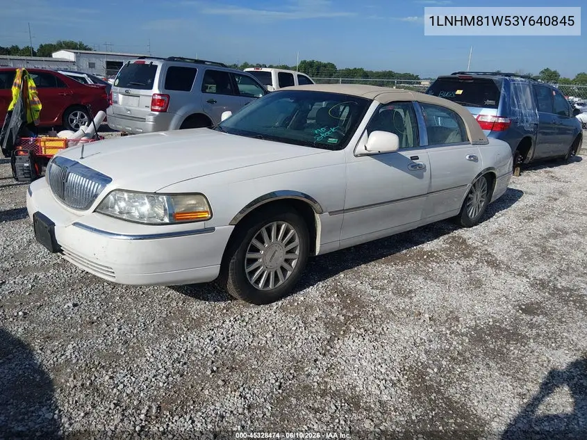 2003 Lincoln Town Car Executive VIN: 1LNHM81W53Y640845 Lot: 45328474