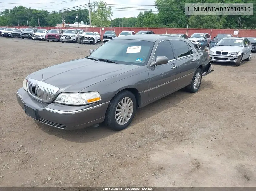 2003 Lincoln Town Car Executive VIN: 1LNHM81W03Y610510 Lot: 45488273