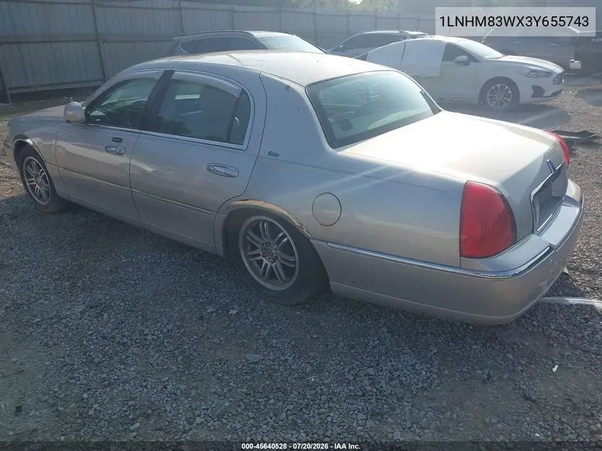 2003 Lincoln Town Car Cartier VIN: 1LNHM83WX3Y655743 Lot: 45640528