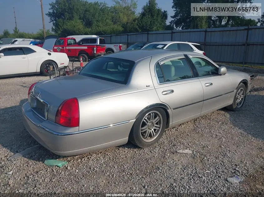 2003 Lincoln Town Car Cartier VIN: 1LNHM83WX3Y655743 Lot: 45640528