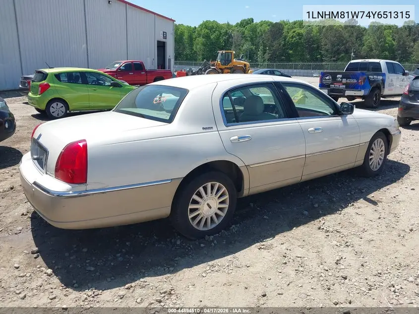 2004 Lincoln Town Car Signature VIN: 1LNHM81W74Y651315 Lot: 44894510