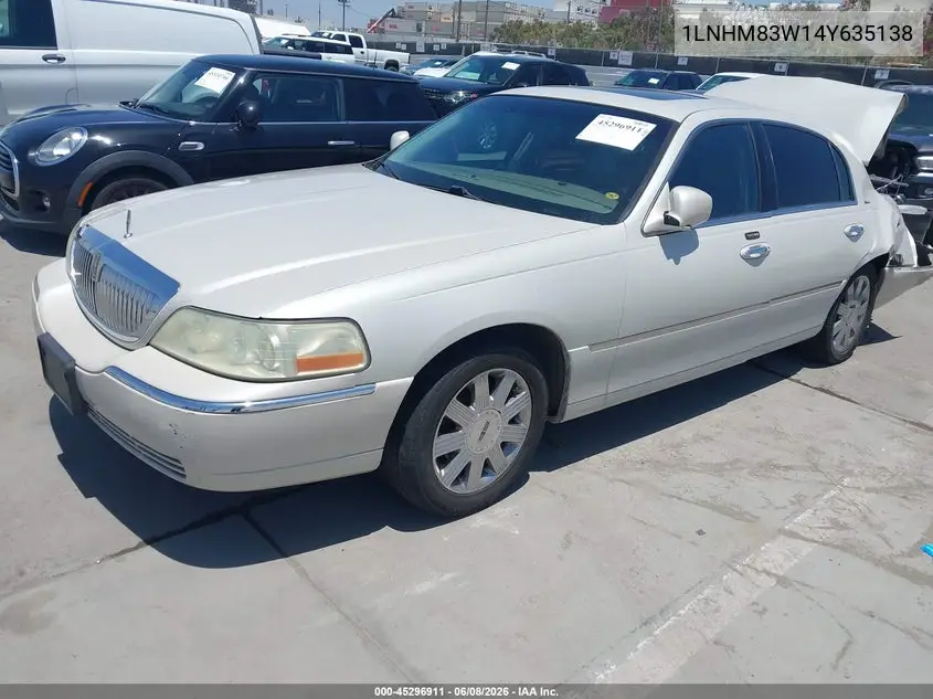 2004 Lincoln Town Car Ultimate VIN: 1LNHM83W14Y635138 Lot: 45296911