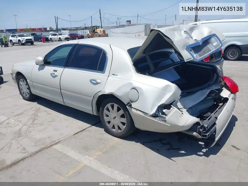 2004 Lincoln Town Car Ultimate VIN: 1LNHM83W14Y635138 Lot: 45296911