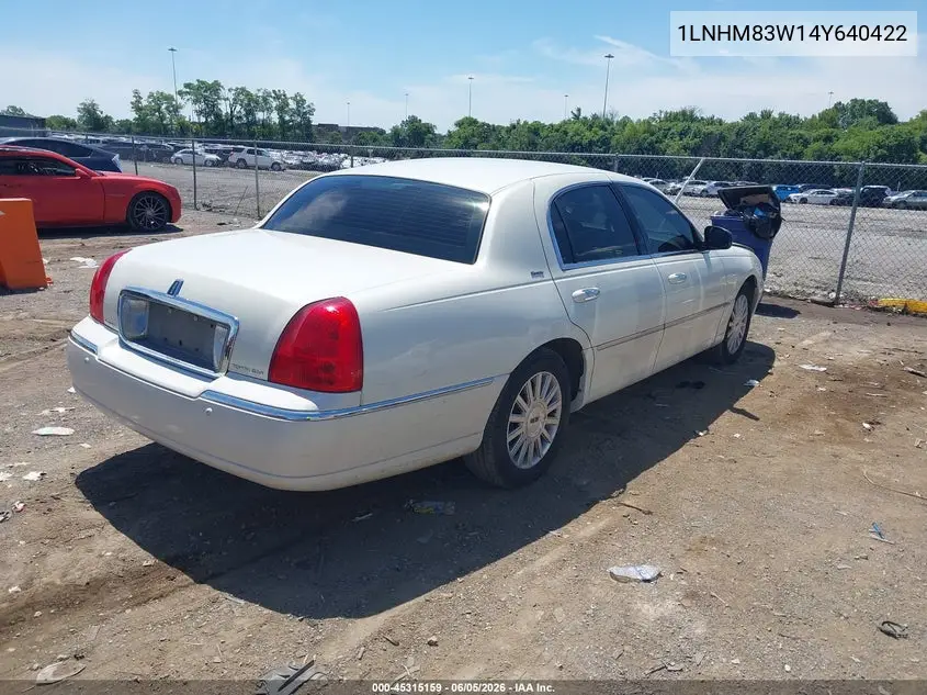 2004 Lincoln Town Car Ultimate VIN: 1LNHM83W14Y640422 Lot: 45315159