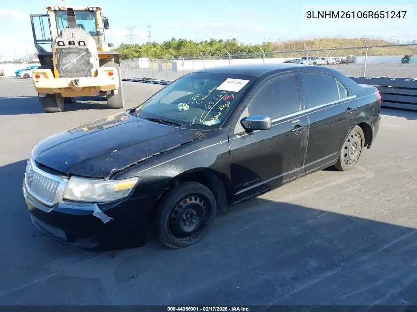 2006 Lincoln Zephyr VIN: 3LNHM26106R651247 Lot: 44366001