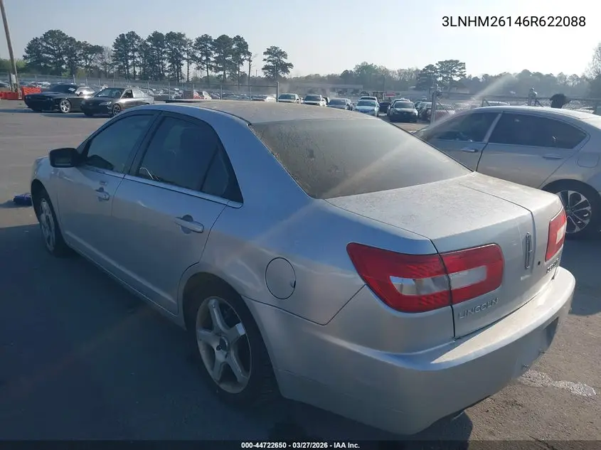 2006 Lincoln Zephyr VIN: 3LNHM26146R622088 Lot: 44722650