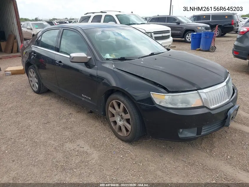 2006 Lincoln Zephyr VIN: 3LNHM26156R645203 Lot: 44758435