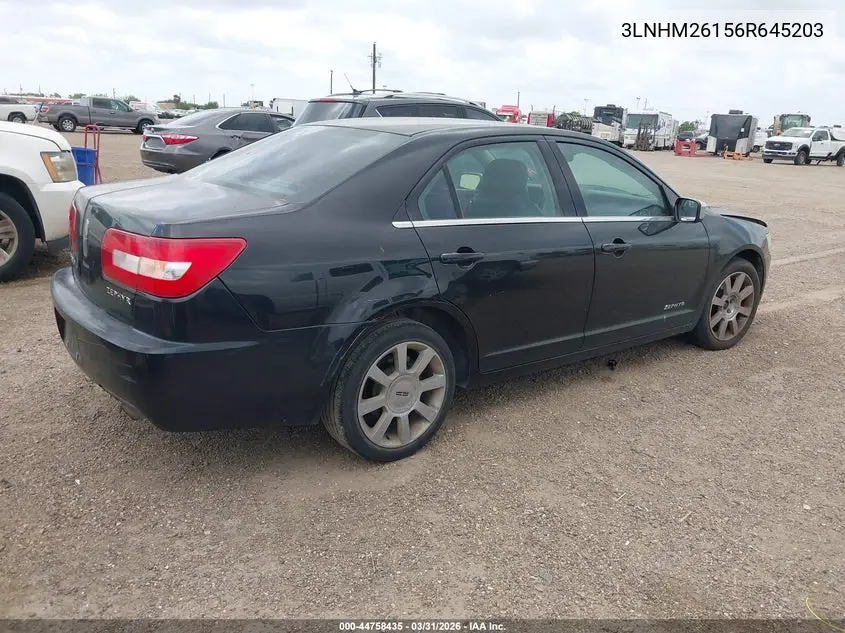2006 Lincoln Zephyr VIN: 3LNHM26156R645203 Lot: 44758435
