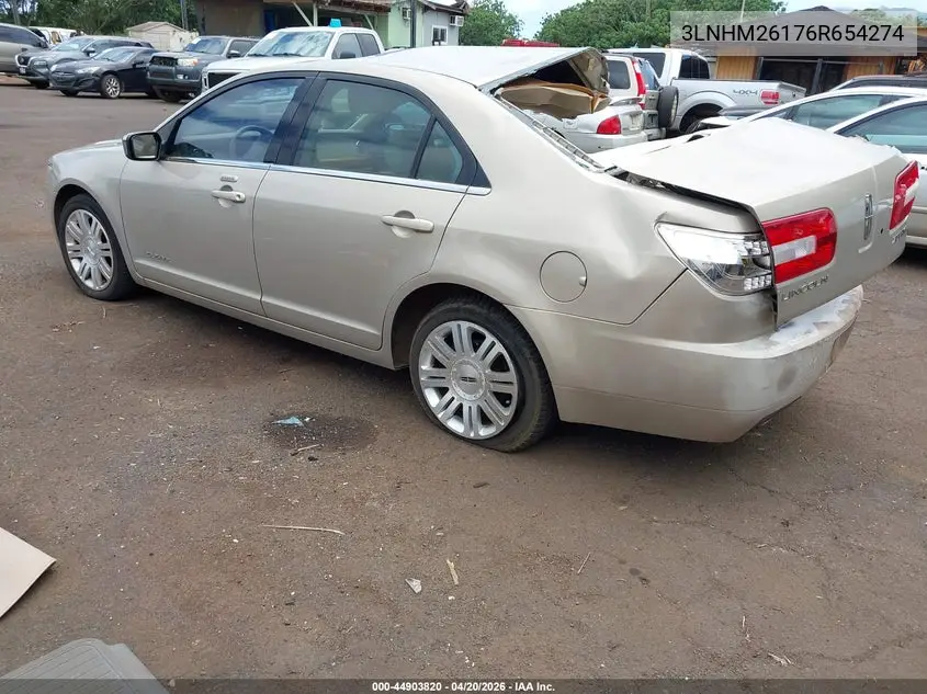 2006 Lincoln Zephyr VIN: 3LNHM26176R654274 Lot: 44903820