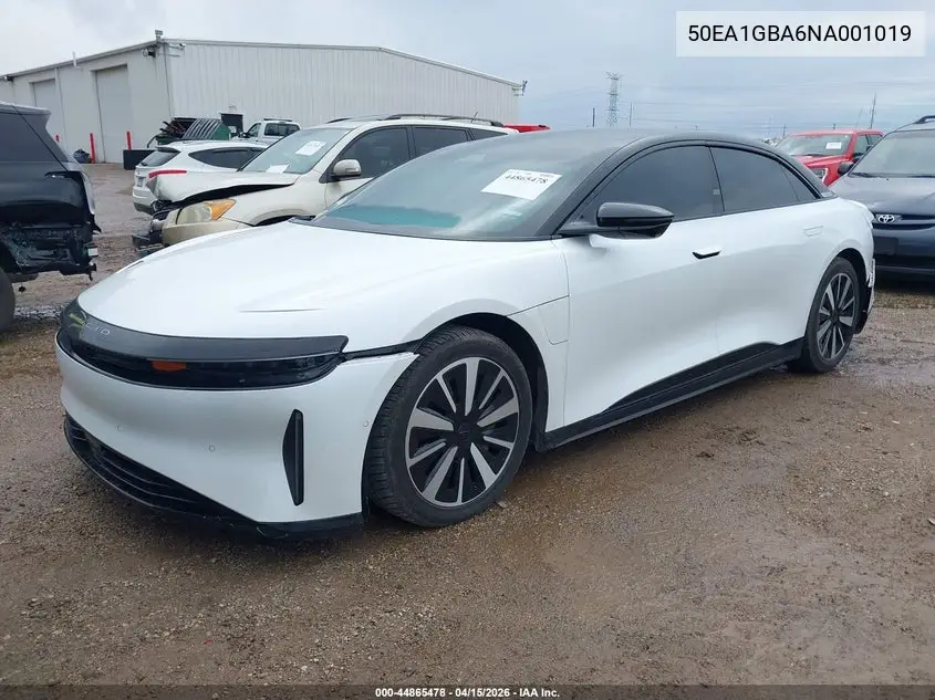 2022 Lucid Air Grand Touring VIN: 50EA1GBA6NA001019 Lot: 44865478