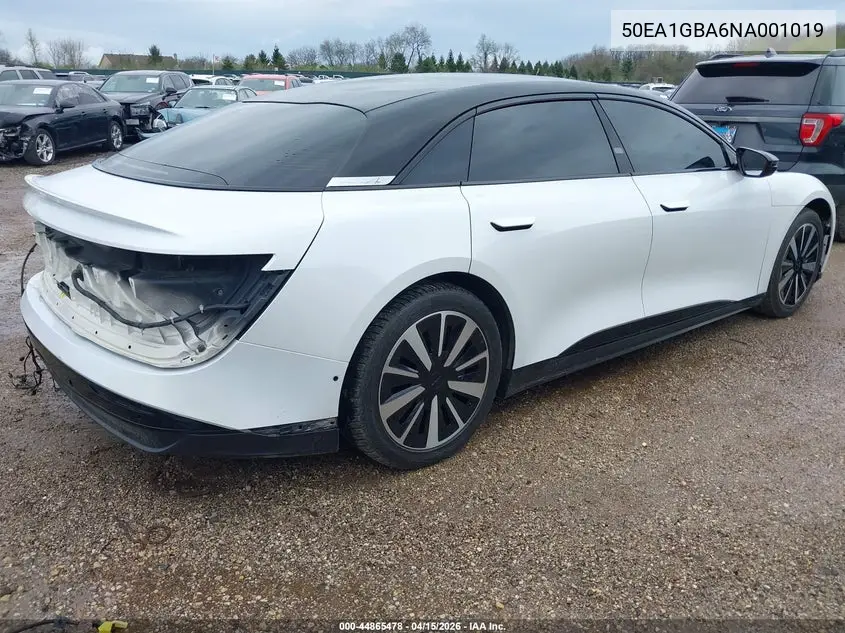 2022 Lucid Air Grand Touring VIN: 50EA1GBA6NA001019 Lot: 44865478