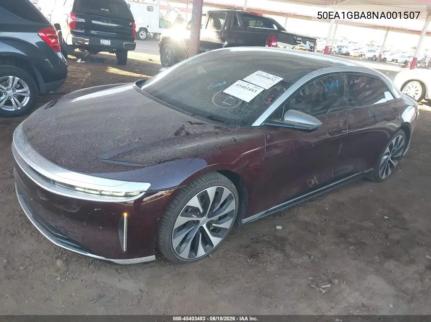 2022 Lucid Air Grand Touring VIN: 50EA1GBA8NA001507 Lot: 45403483