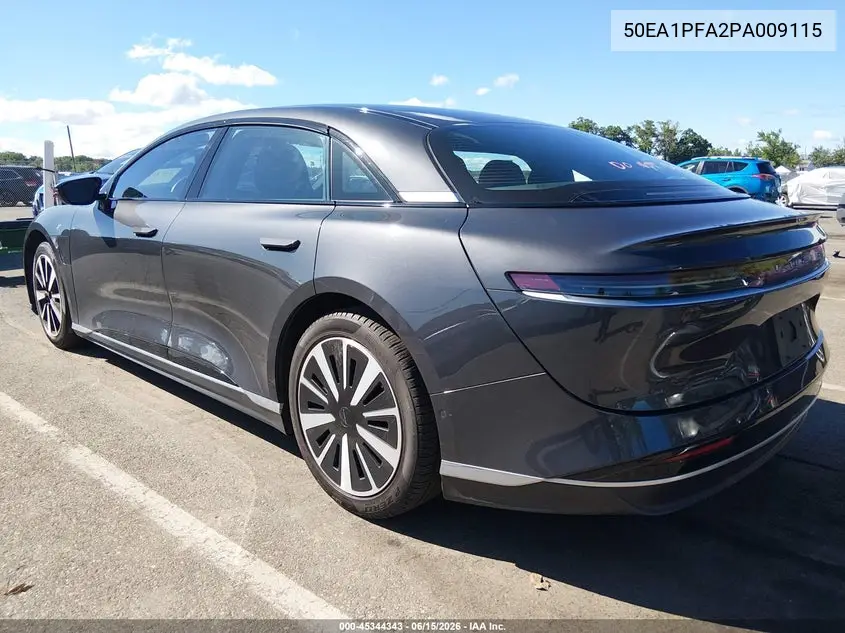 2023 Lucid Air Pure VIN: 50EA1PFA2PA009115 Lot: 45344343