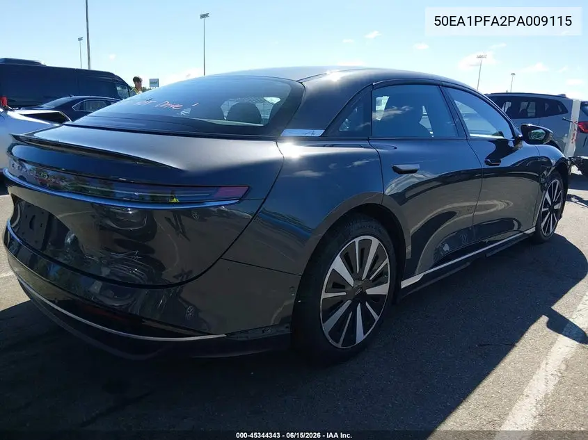 2023 Lucid Air Pure VIN: 50EA1PFA2PA009115 Lot: 45344343