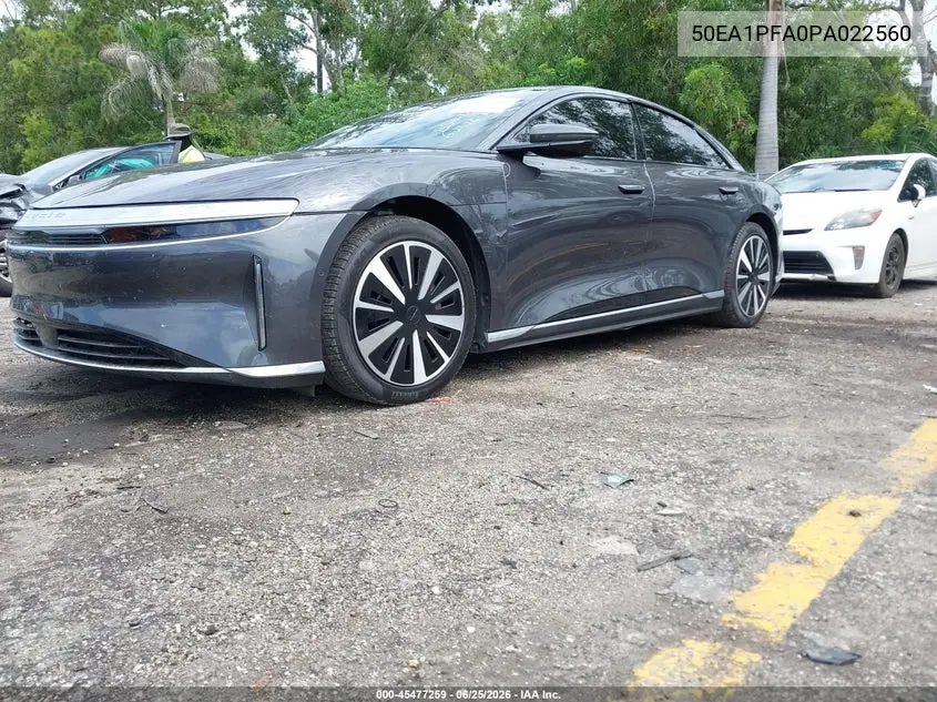 2023 Lucid Air Pure VIN: 50EA1PFA0PA022560 Lot: 45477259