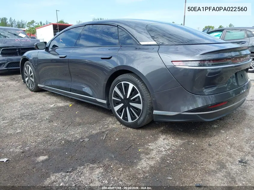 2023 Lucid Air Pure VIN: 50EA1PFA0PA022560 Lot: 45477259