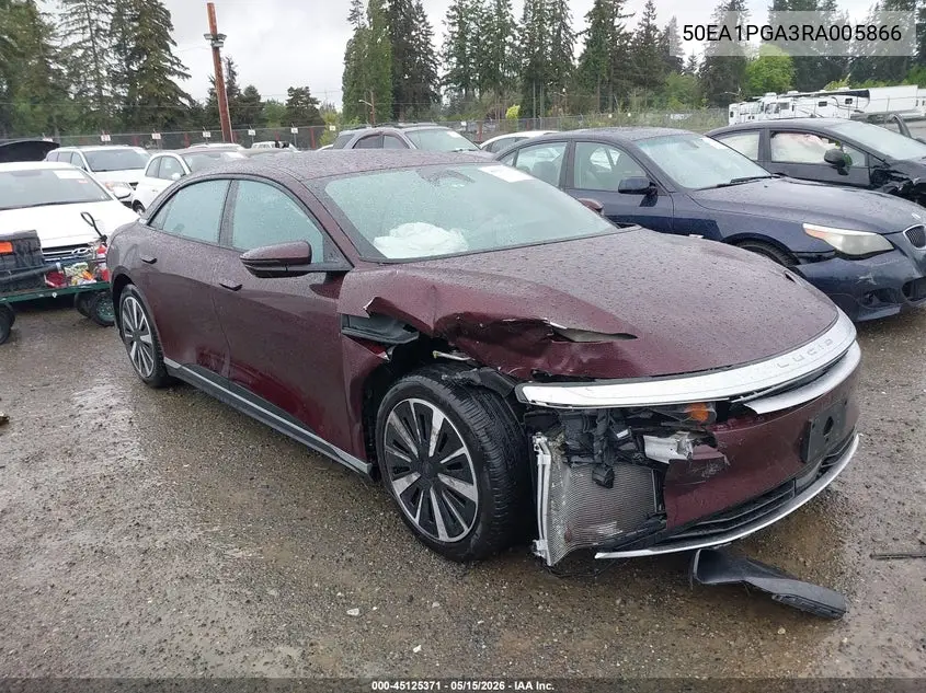 2024 Lucid Air Pure VIN: 50EA1PGA3RA005866 Lot: 45125371