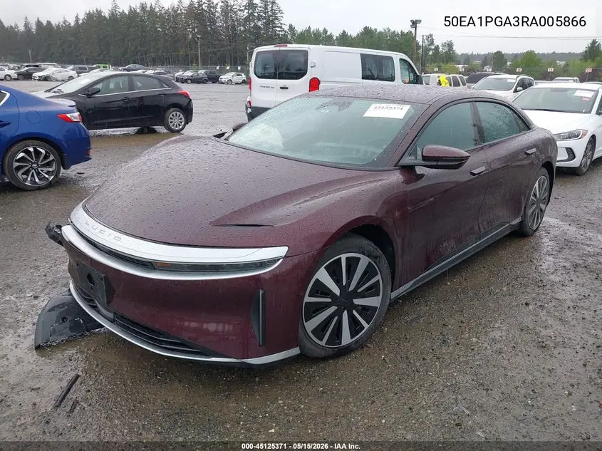 2024 Lucid Air Pure VIN: 50EA1PGA3RA005866 Lot: 45125371