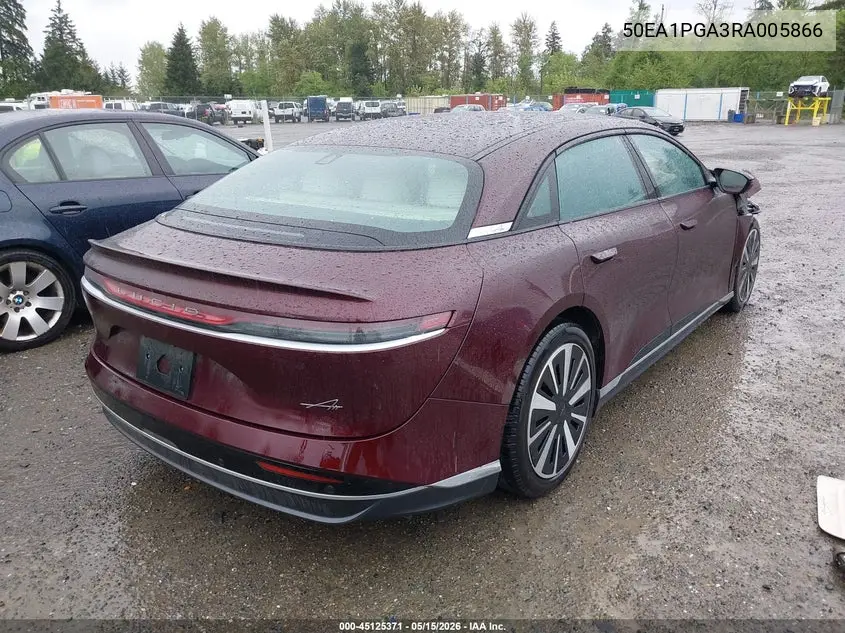 2024 Lucid Air Pure VIN: 50EA1PGA3RA005866 Lot: 45125371