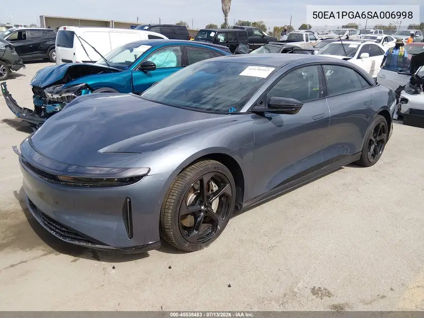 2025 Lucid Air Pure VIN: 50EA1PGA6SA006998 Lot: 45538483
