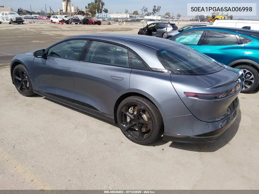 2025 Lucid Air Pure VIN: 50EA1PGA6SA006998 Lot: 45538483