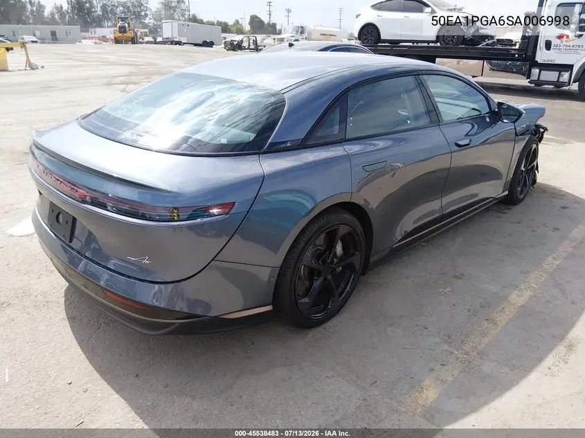 2025 Lucid Air Pure VIN: 50EA1PGA6SA006998 Lot: 45538483