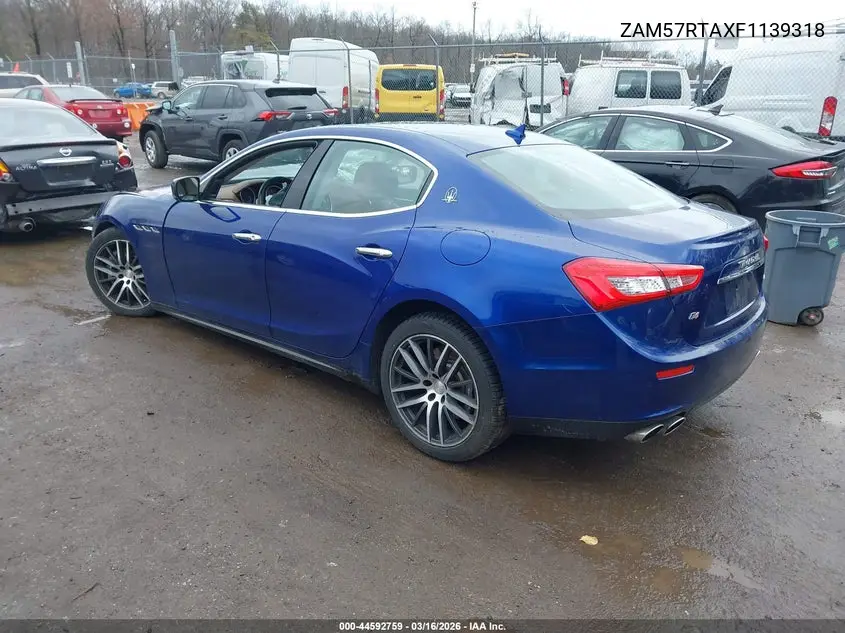 2015 Maserati Ghibli S Q4 VIN: ZAM57RTAXF1139318 Lot: 46474666