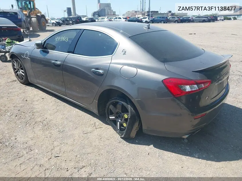 2015 Maserati Ghibli S Q4 VIN: ZAM57RTA3F1138477 Lot: 45080623