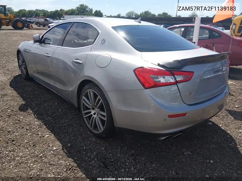 2015 Maserati Ghibli S Q4 VIN: ZAM57RTA2F1139183 Lot: 45359269