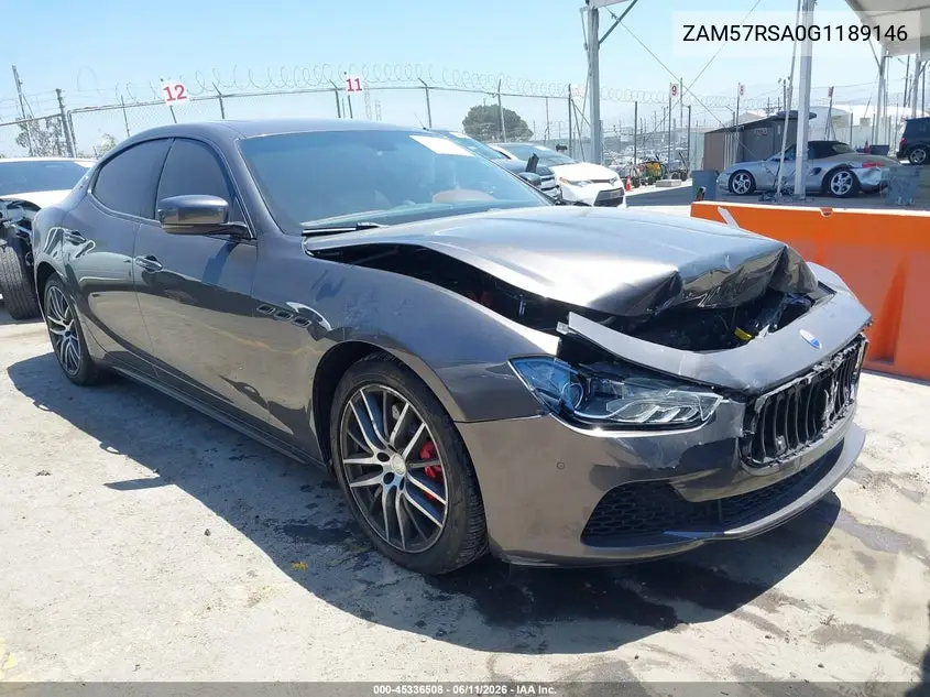 2016 Maserati Ghibli S VIN: ZAM57RSA0G1189146 Lot: 45336508