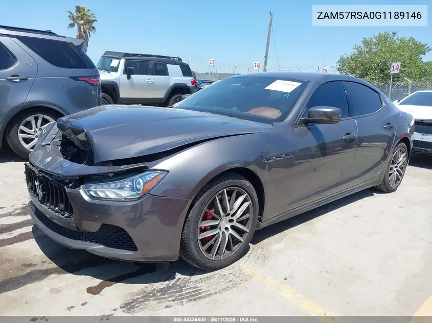 2016 Maserati Ghibli S VIN: ZAM57RSA0G1189146 Lot: 45336508