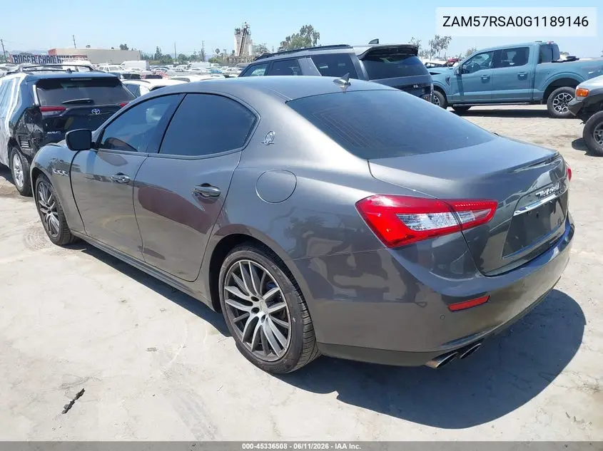 2016 Maserati Ghibli S VIN: ZAM57RSA0G1189146 Lot: 45336508