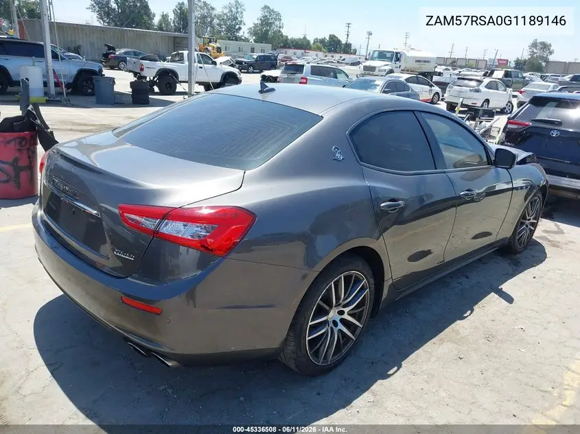 2016 Maserati Ghibli S VIN: ZAM57RSA0G1189146 Lot: 45336508