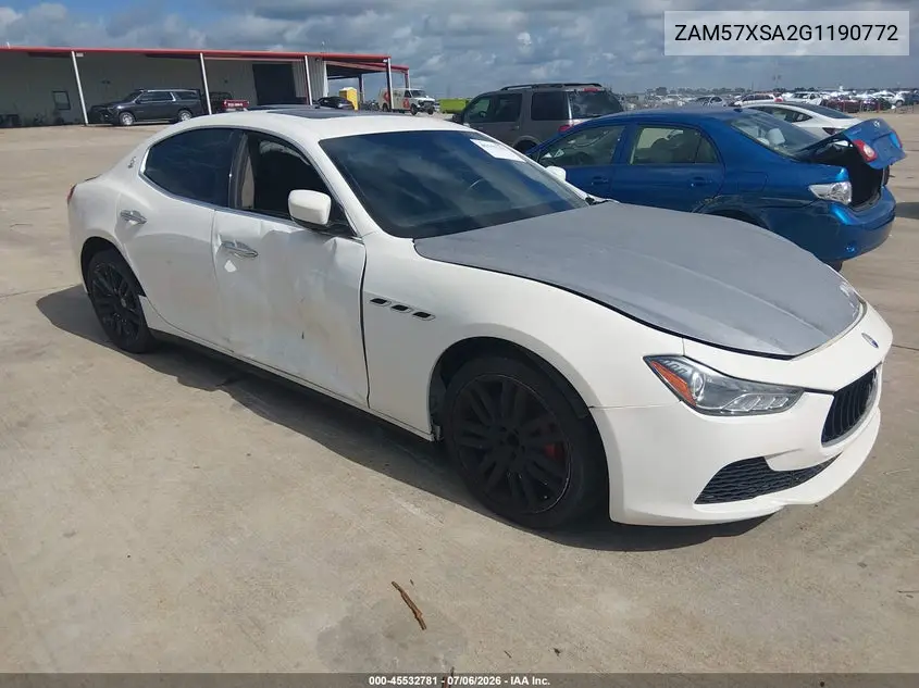 2016 Maserati Ghibli VIN: ZAM57XSA2G1190772 Lot: 45532781