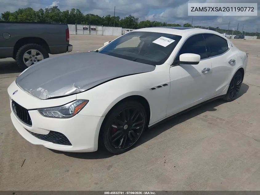 2016 Maserati Ghibli VIN: ZAM57XSA2G1190772 Lot: 45532781