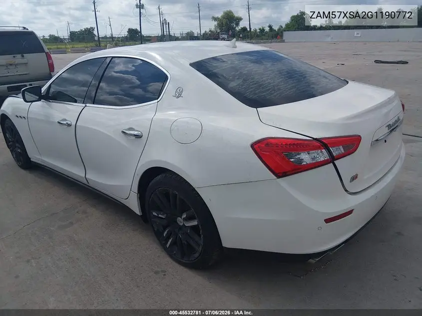 2016 Maserati Ghibli VIN: ZAM57XSA2G1190772 Lot: 45532781