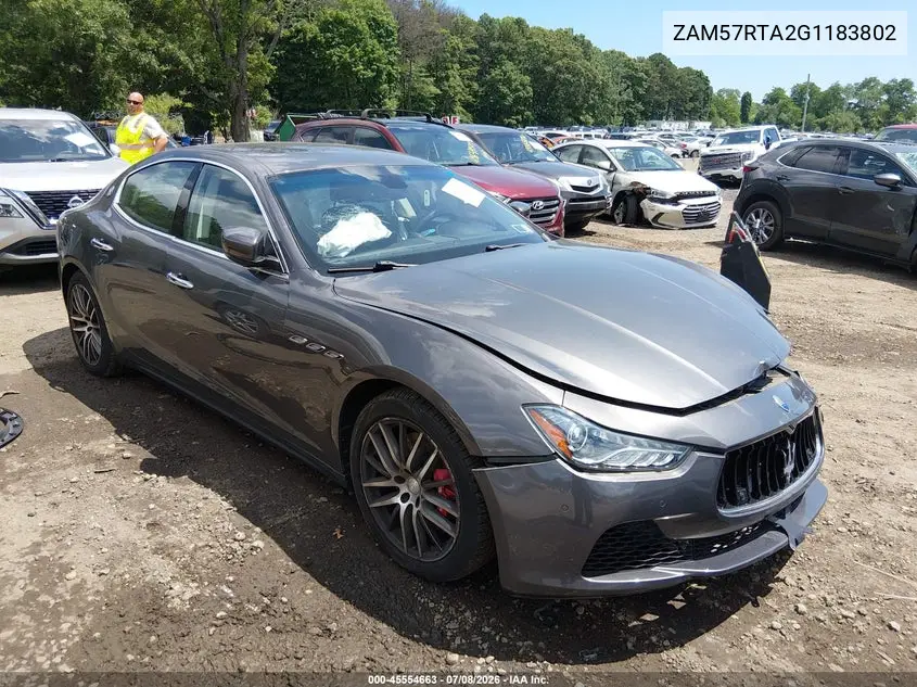 2016 Maserati Ghibli S Q4 VIN: ZAM57RTA2G1183802 Lot: 45554663