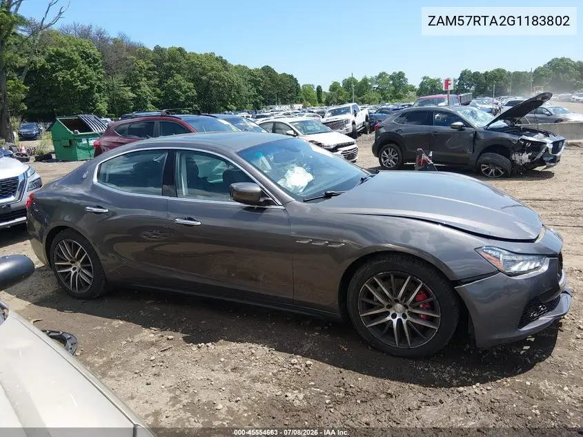 2016 Maserati Ghibli S Q4 VIN: ZAM57RTA2G1183802 Lot: 45554663