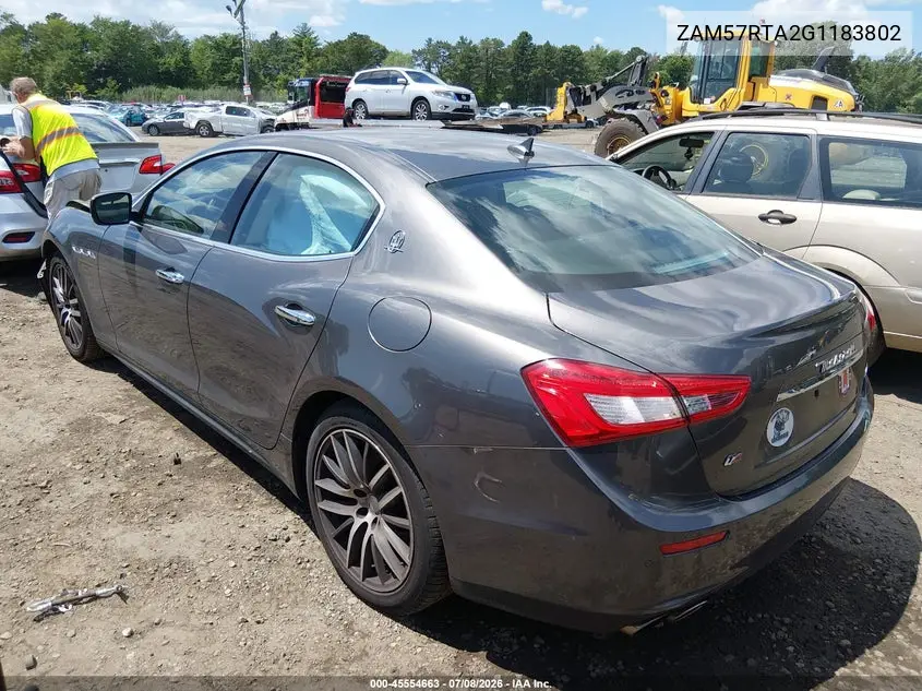 2016 Maserati Ghibli S Q4 VIN: ZAM57RTA2G1183802 Lot: 45554663