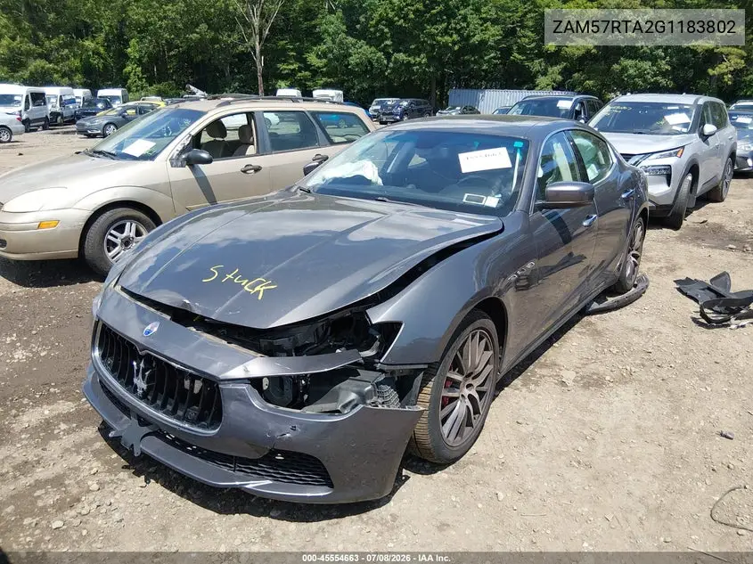 2016 Maserati Ghibli S Q4 VIN: ZAM57RTA2G1183802 Lot: 45554663