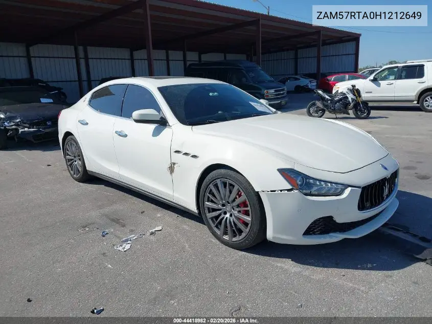 2017 Maserati Ghibli S Q4 VIN: ZAM57RTA0H1212649 Lot: 44418982
