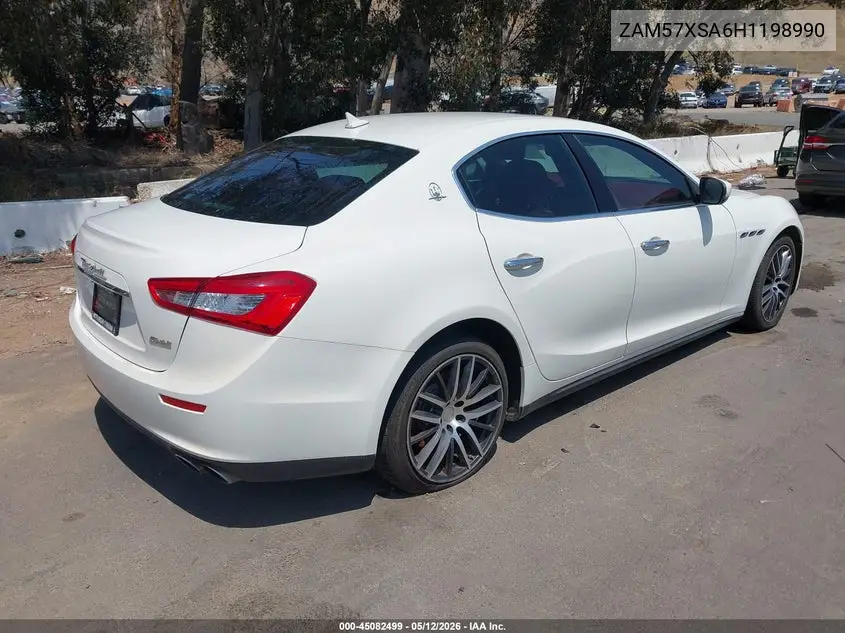 2017 Maserati Ghibli VIN: ZAM57XSA6H1198990 Lot: 45082499