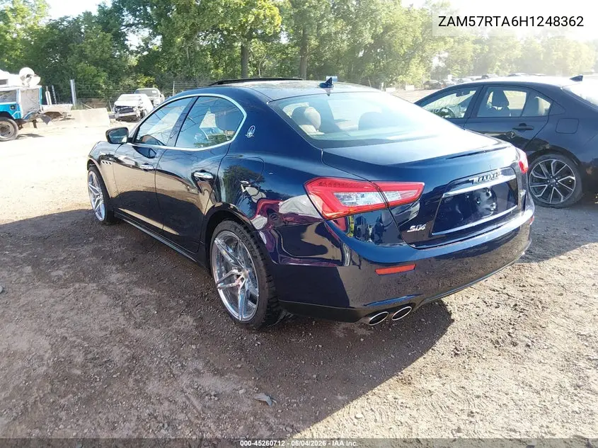 2017 Maserati Ghibli S Q4 VIN: ZAM57RTA6H1248362 Lot: 45260712