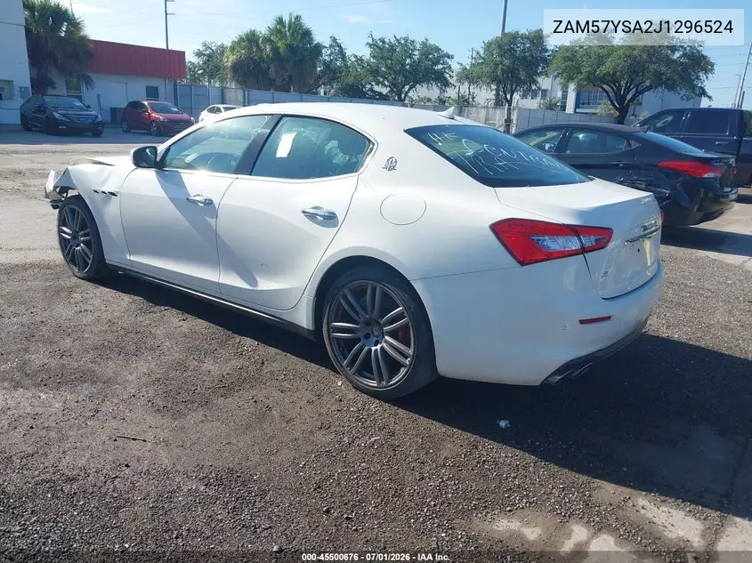 2018 Maserati Ghibli S VIN: ZAM57YSA2J1296524 Lot: 45500676