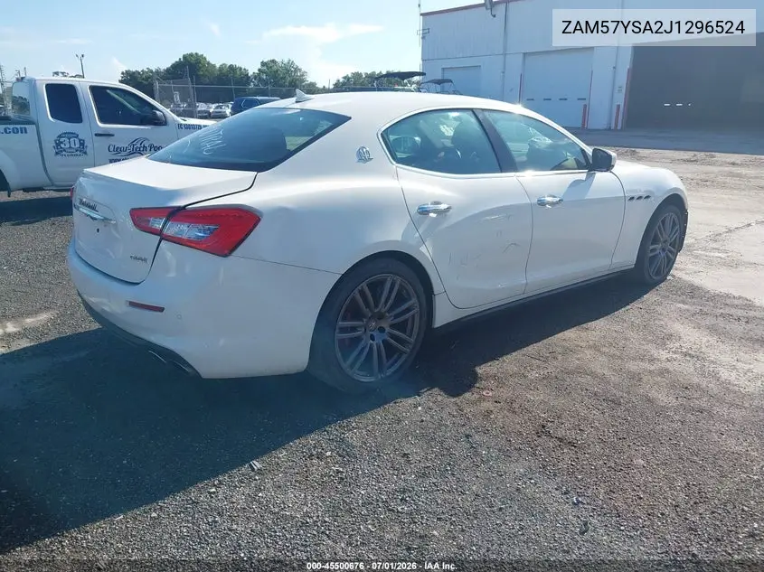 2018 Maserati Ghibli S VIN: ZAM57YSA2J1296524 Lot: 45500676